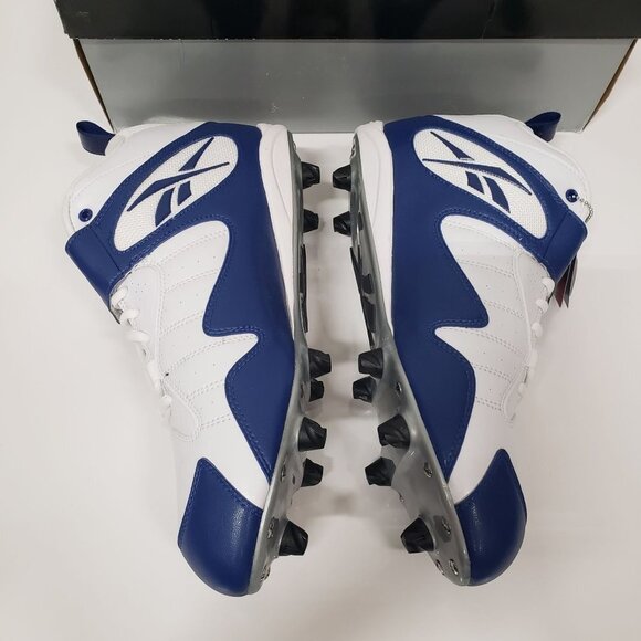 Reebok Men's Pro All Out One Mid D Football Cleats in White/Royal Blue - Size 13 - Picture 3 of 10